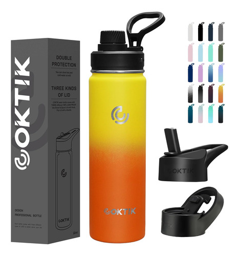 Coktik Botella De Agua Aislada De Acero Inoxidable Con Tapa