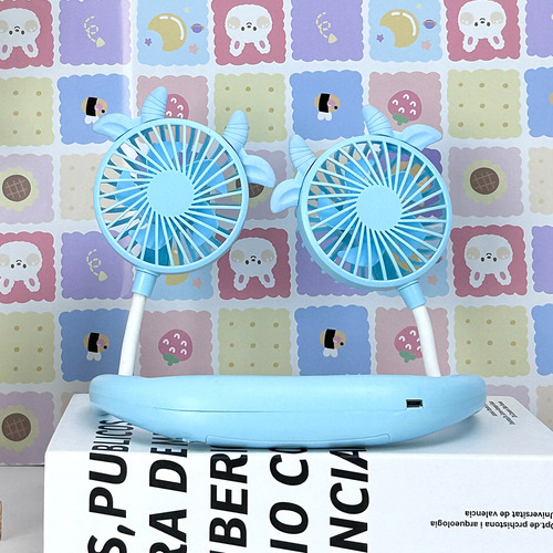 Ventilador De Cuello Portátil Silencioso Usb Recargable Cantidad De Aspas 5 Estructura Azul Aspas Azul Diámetro 20 Cm Frecuencia N/a Material De Las Aspas Plástico