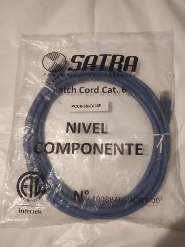 Cable De Red Cat 6 Satra Patch Cord 3 Metros