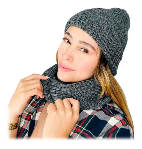 Combo Gorro Tuka+bufanda Cuello Fibra Acrílic Fashion Colore