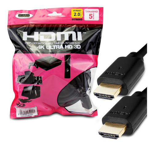 Imagem 5 de 7 de Cabo Hdmi 5 Metros 2.0 19 Pinos Ethernet 4k Ultrahd 3d