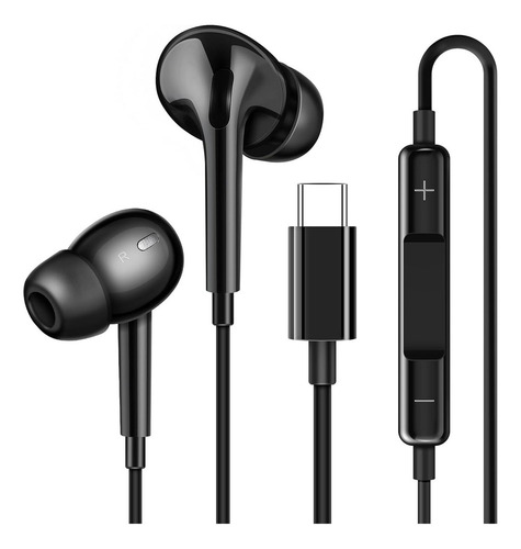 Audifonos Manos Libres Con Cable Conector Tipo C Goma Negro