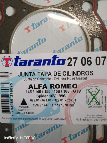 Empacadura De Alfa Romeo 