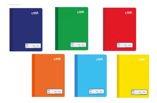 Cuaderno UPAK Cosido Profesional 100 hojas cuadro grande pack x 6 20.2cm x 26.2cm colores color varios