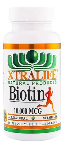 Biotina 10,000mcg Xtralife Crecimiento Capilar 60 Tabletas