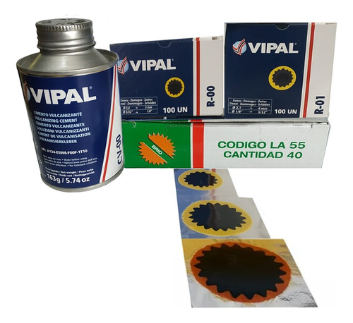 Combo #7 Gomeria Parches Cámara Solución Cemento Vipal