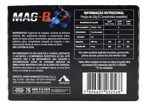 Mag B C60 Comprimidos Revestidos Apsen