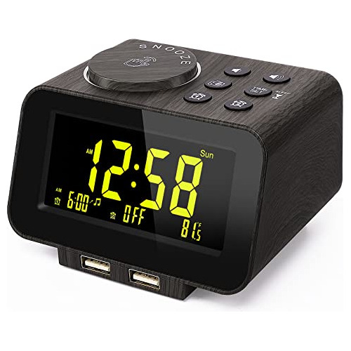 Radio Reloj Despertador Dormitorio, 100% Regulable, 2 C...