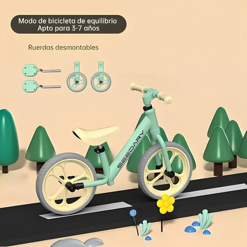 Bicicleta Triciclo Ajustable 2 En 1 Para Niños Seedary Color Verde
