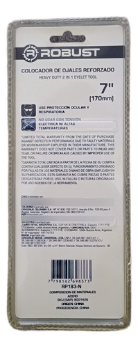 Pinza Colocador De Ojales Reforzada 7 Robust