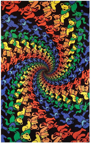 Sunshine Joy Grateful Dead 3d Dancing Bears Spiral Tapestry