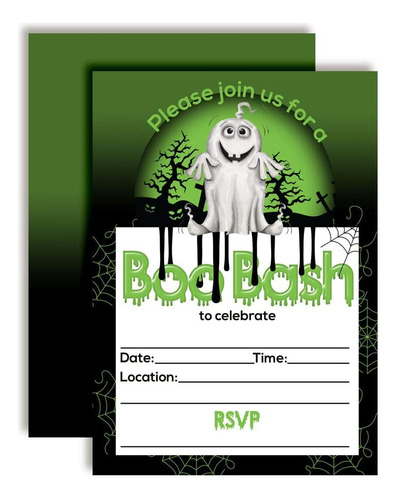 Invitaciones Para Fiesta Green Slime Halloween Ghost Boo Bas