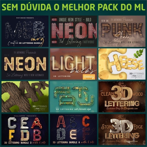 Super Pack Fontes 3d Png Social Media Alfabeto + Bônus