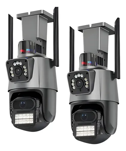 Kit 2 Câmera Segurança Ip Wifi Lente Dupla 4k 6mp App Icsee Preto