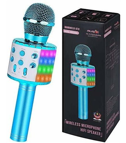 Microfono Inalambrico Karaoke Para Niños De Alumino Azul