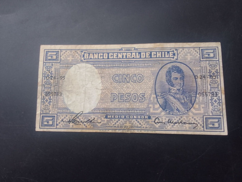 Billete Chile 5 Pesos Maschke Mackenna 