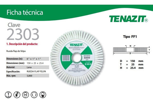 Rueda Flap De Felpa Para Pulido 6 X 1 X 1 Austromex Aus-2303
