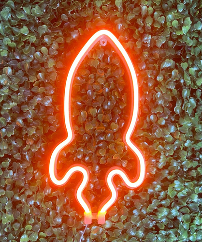 Luminária Foguete De Parede Led Neon Decoração Bivolt