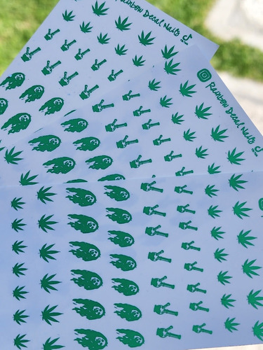 Sticker Nails Tatuajes Uñas Cannabis Marihuana 6 Planillas