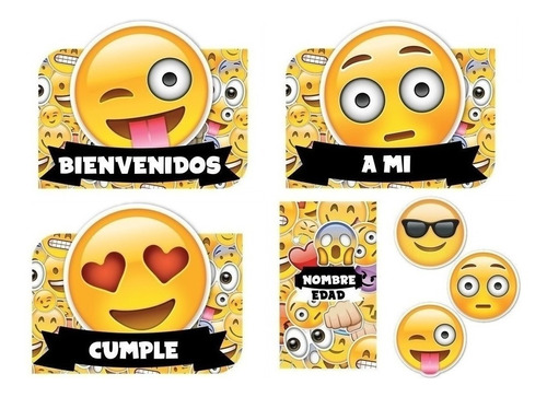 Kit Imprimible Emojis Emoticones Textos Editables Candy Bar