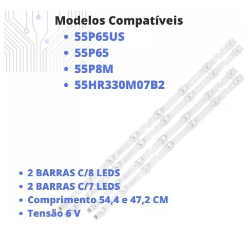 Barra Led Compativel Tcl Para Tv Modelo 55p65 55p65us 55p8m