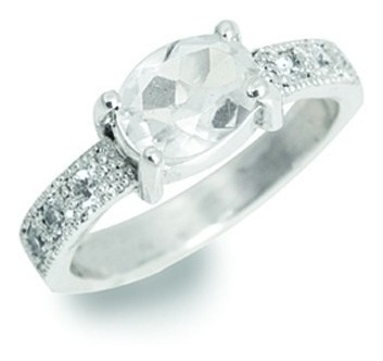 Anillo Justina Plata Cuarzo Cristal Circones Swarovski