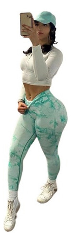 Pantalones De Yoga Mujer Tie-dye Cintura Alta Ropa Gimnasia