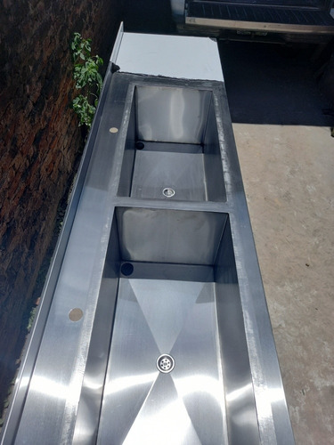Mesada De Acero Inoxidable Con Doble Bacha Grande (Usado)