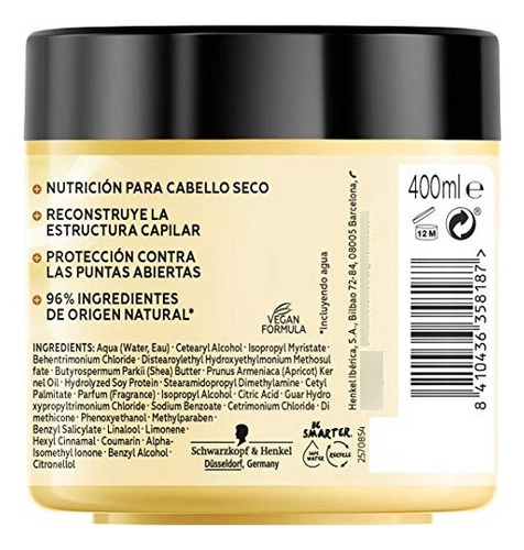 Schwarzkopf Gliss 4-in-1 Mask Mascarilla Con Proteínas Y Ma