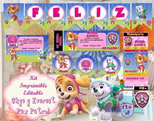 Kit Imprimible Skye Everest Patrulla Canina Paw Patrol S77