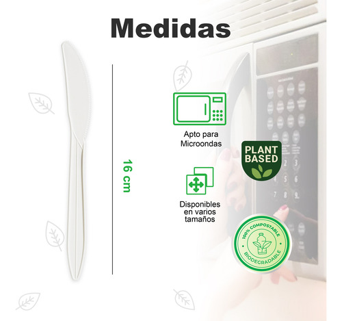Cuchillo Desechable Biodegradable Ecológico | 1000 Pzas