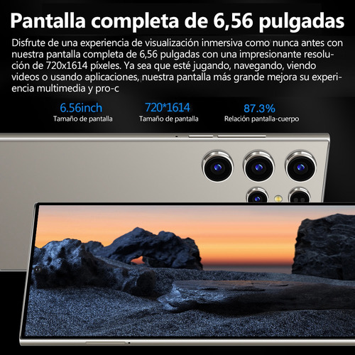Android Celulares S2 S25 Ultra 6.56 Pulgadas Barato Ram2gb Y Rom16gb Negro