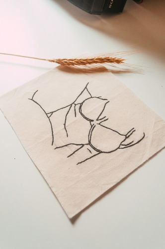 Imagem 2 de 3 de Panô Bordado A Mão | Estampa Quadro Curvas