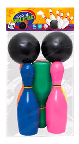 Jogo Boliche Infantil Com 6 Pinos E 2 Bolas De Brinquedo Colorido