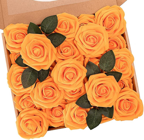 Flores Artificiales, Flores Falsas, Rosas Naranjas Perfectas
