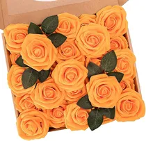 Comprar Flores Artificiales, Flores Falsas, Rosas Naranjas Perfectas