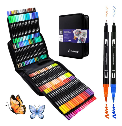 Artecho Marcadores De Doble Punta 120 Colores, Marcadores Pa