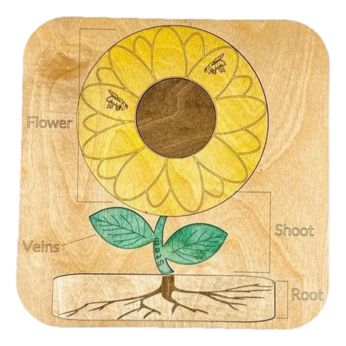 Rompecabezas De Girasol De Madera, Tallo, Juguete,