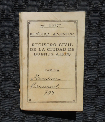 Libreta Registro Civil Familia 1930