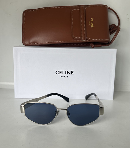 Lentes De Sol Celine Metal Plata Ysl Gabbana Versace Miu Miu Ocean Azul Oscuro Plateado Plateado (Usado)
