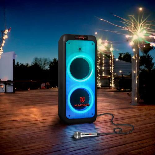 Bocina Bluetooth Doble 10pulgx2 Kaiser Msa-216 Usb Sd Rgb Negro