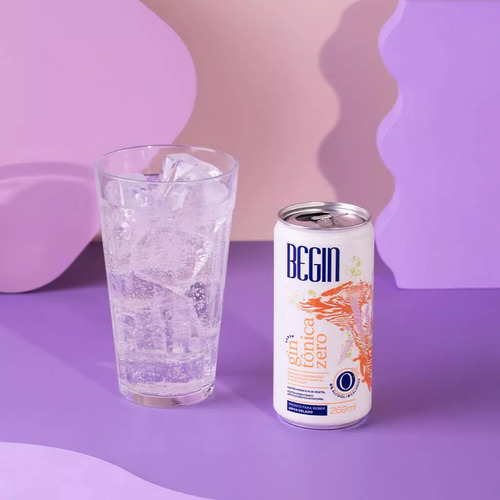 Kit 6 Latas 269ml Gin Tônica Sem Álcool Sem Calorias Begin