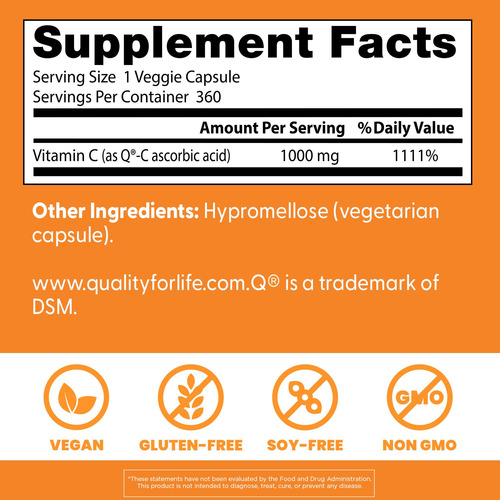 Doctor's Best Vitamina C Con Q-c, Apoyo Inmunológico, Sin Og