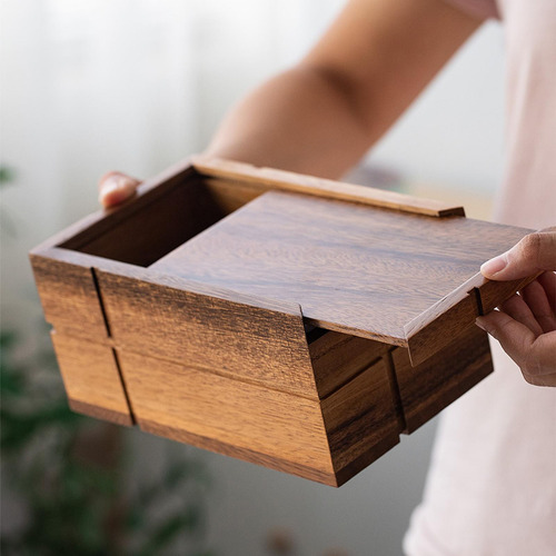Caja De Pañuelos De Madera Maciza Japonesa Duradera Para