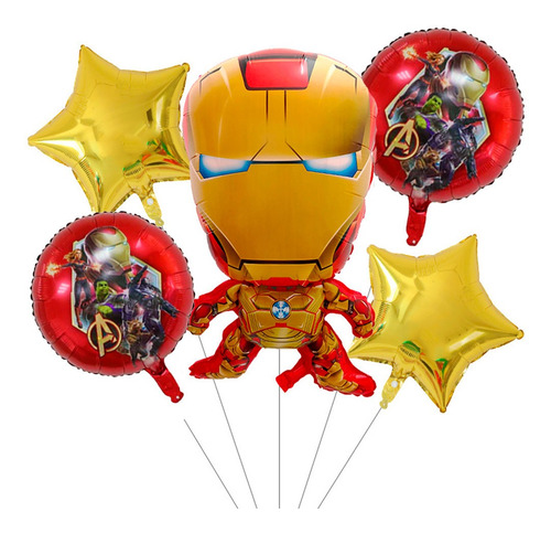 5 Globos Metalicos Iron Man Fiesta Decoracion Cumpleaños