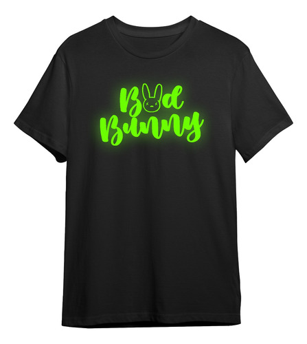 Camiseta Bad Bunny Fotoluminiscente Brilla En Oscuridad Logo