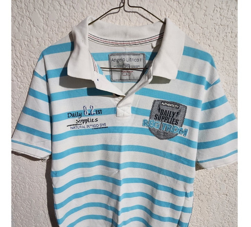 Polo Rayada Azul Hombre