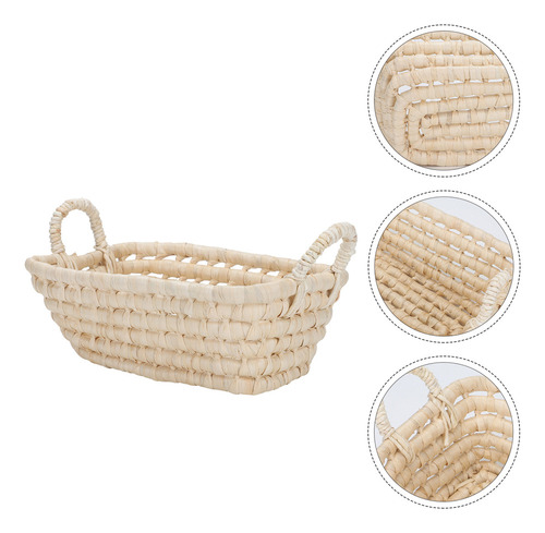 Cesta De Mimbre Tejida Para Almacenar Hojas De Maíz, Portáti
