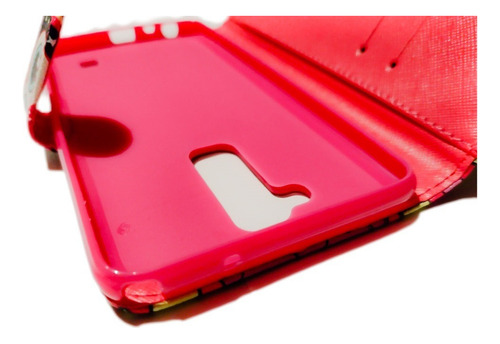 Funda Protector Cartera Para Celular Lg Stylus 2 Rosa Geométrico