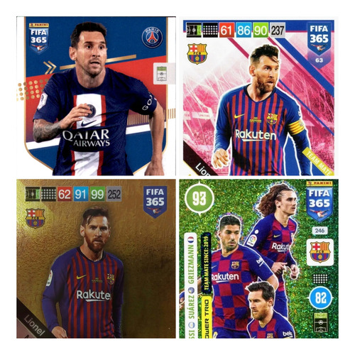 Combo Messi Adrenalyn Xl Fifa 365 Panini X4 Cartas Importada